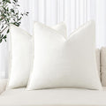 MIULEE Decorative Linen Euro Sham Pillow Covers 24x24 Cream White Boho by MIULEE