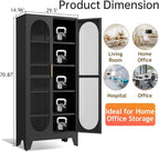 Display Cabinet with Glass Door, Metal Curio Cabinet Multi-Purpose Display Case - Image 3