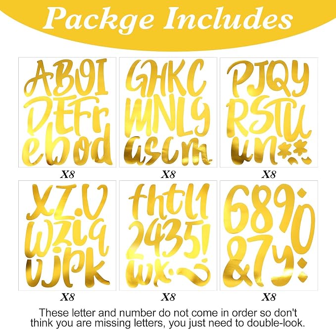 Outus 576 Pieces 8 Sheets Letters Stickers Self Adhesive Vinyl Letter Alphabet - Image 3
