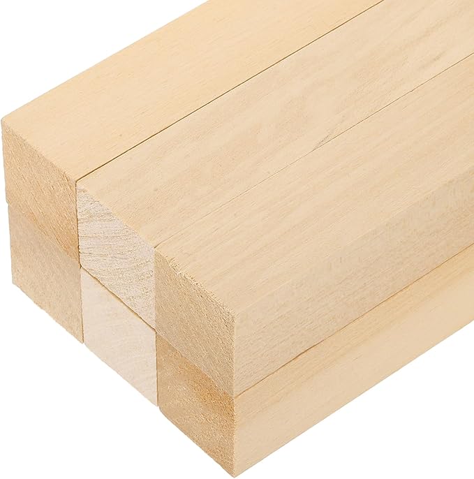 MECCANIXITY 6Pcs Basswood Sticks, 1.2" x 1.2" x 4" Square Wooden Dowel Rods by MECCANIXITY
