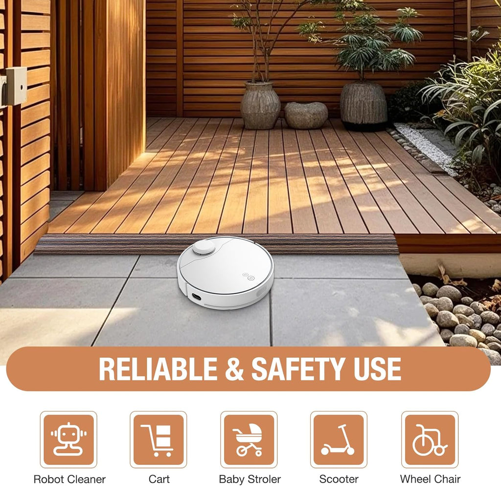 Floor Transition Strip Self Adhesive Vinyl Door Threshold for Doorways Carpet Edging Trim Overlap Edge Reducer for Laminate Floor, Carpet, Tile (Smoked Brown Wood Grain, 1/5" to 2/5", 10Ft)