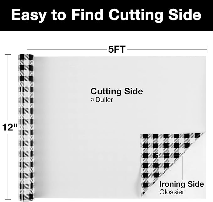 TORC Black White Buffalo Plaid HTV Vinyl 12 inch x 10 ft, Check Heat Transfer - Image 2