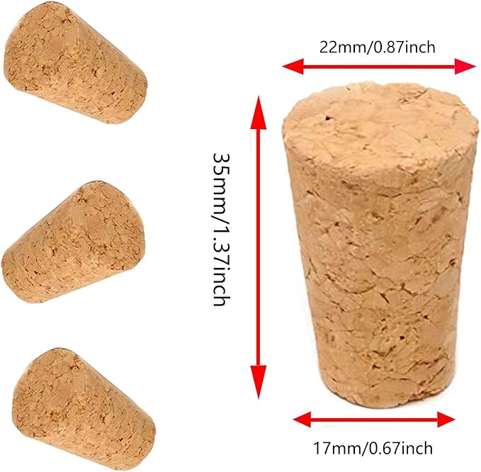 20 Pack Tapered Cork Stoppers, Natural Soft Wine Corks - Image 2