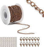 Lemonkey 33 Feet Metal Red Copper Necklace Chains Curb Links Chains Bulk by Lemonkey