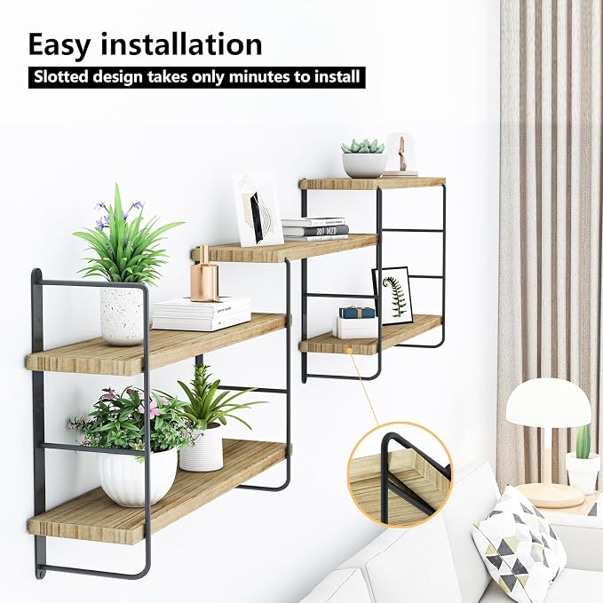 MXCSE Wall Shelves, Wall Mounted Floating Bookshelves, DIY Wood Hanging Shelves - Image 4