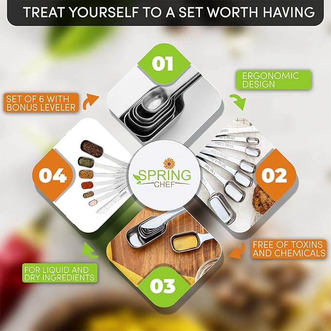 Spring Chef Nesting Stainless Steel Measuring Spoons Set of 7 - Image 7