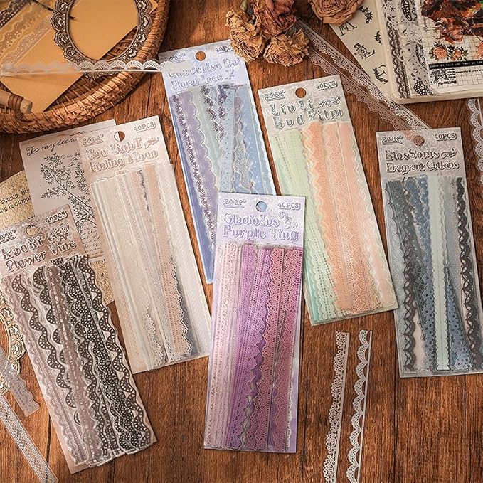 240 Pcs Transparent Lace Stickers - Image 3