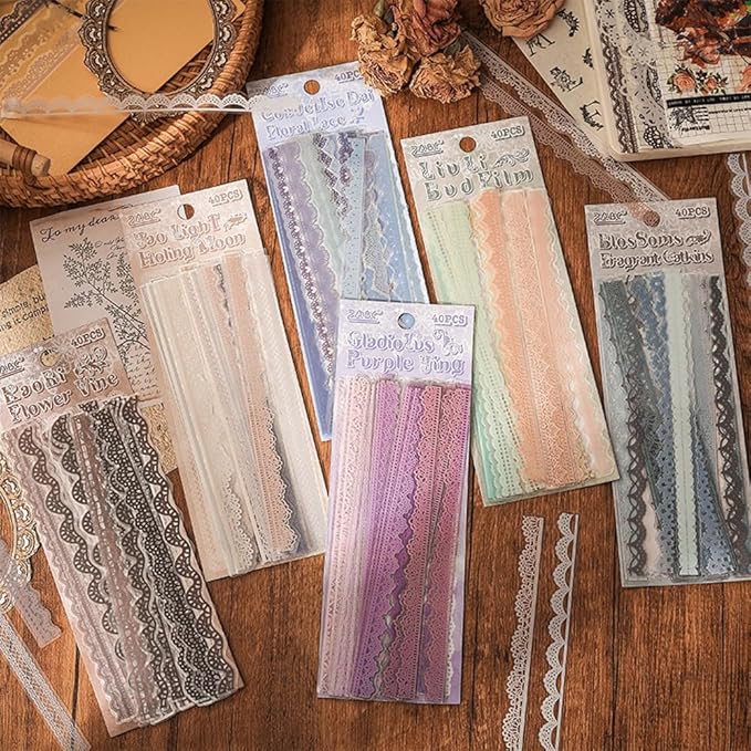 40 Pcs Transparent Lace Stickers - Image 7