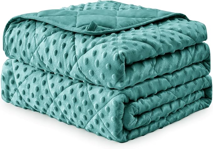 Teal Weighted Blanket Kids 7lbs, Cooling Minky Heavy Throw Blanket - Image 9