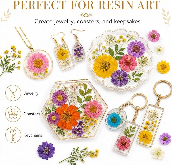 181 pcs Dried Flowers for Resin, Natural Flowers and Leaves Kit - Image 6