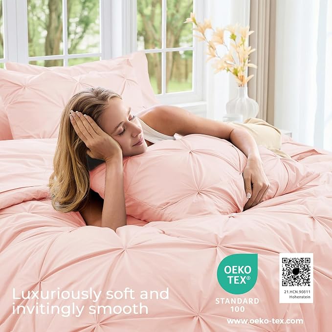 Sasttie King Size Comforter Set, 7-Piece Bed in a Bag, Pintuck Bedding Set - Image 3