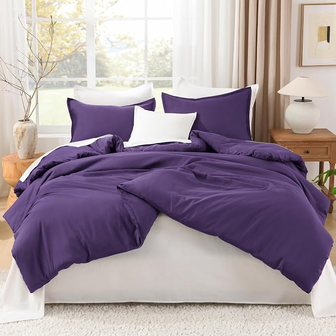 Litanika Dark Violet Purple Comforter Set Twin/Twin XL Size, 2 Pieces - Image 3