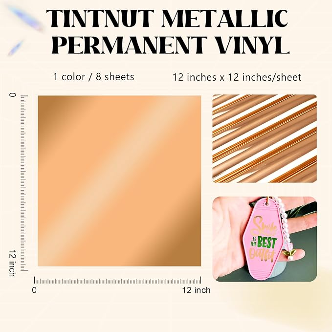 Tintnut Holographic Permanent Vinyl 8 Pcs 12x12in Orange Adhesive Vinyl | Solid - Image 2