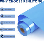 RENLITONG Sky Blue Iron on Vinyl 12Inch by 50ft Roll Heat Transfer Vinyl - Image 2
