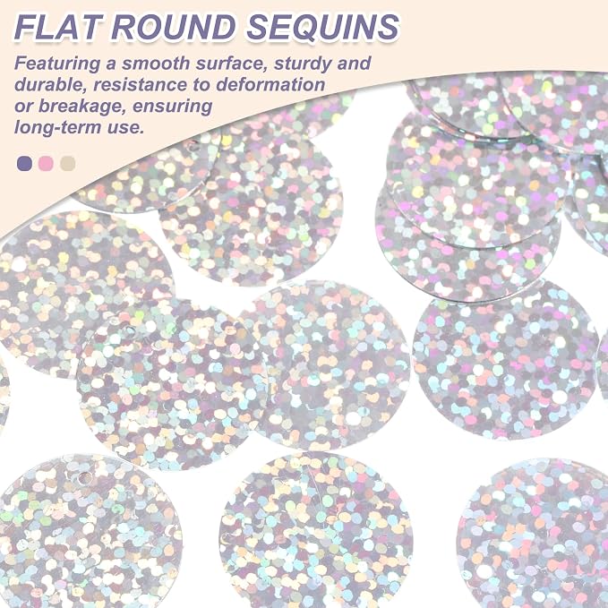 MECCANIXITY 700 Pcs Flat Round Sequins 15mm/0.6 Inch Loose Paillettes Craft - Image 3