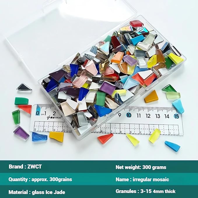 Pink Mixed Irregular Mosaic Glass Mosaic Tiles Pieces, 300 Grams Mosaic DIY Set - Image 3