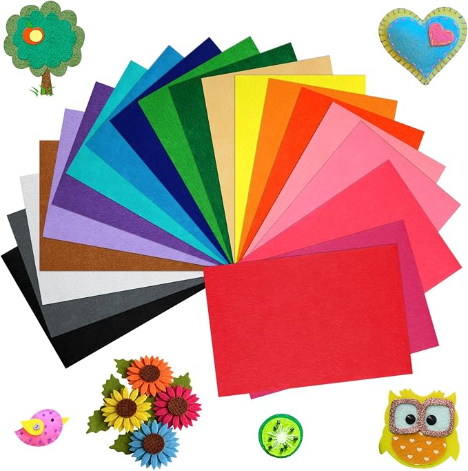 20 Pcs Felt Fabric Sheet 8" x 12" Assorted Color Felt Fabric Sheets by Bringsparkletoeverydaylife