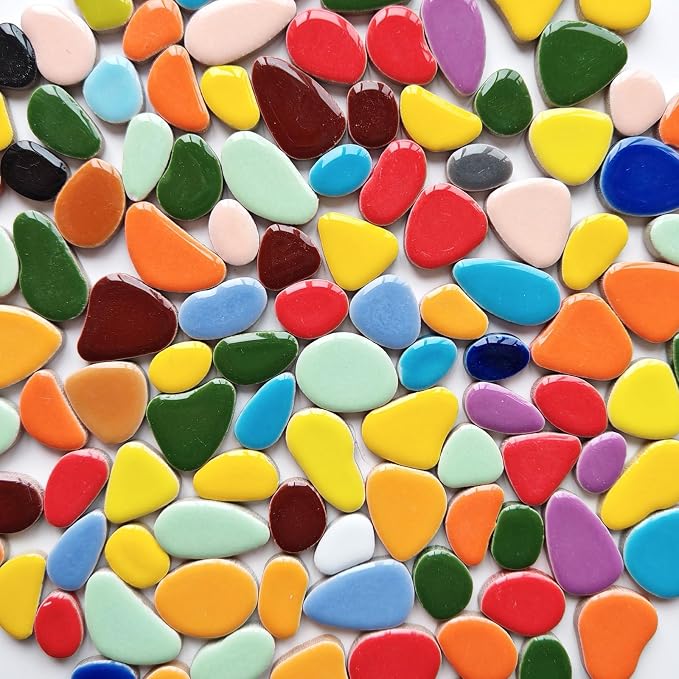 1.1 LB Ceramic Mosaic Tiles for Stepping Stones, DIY Stepping Stone Kit by AONUOAO