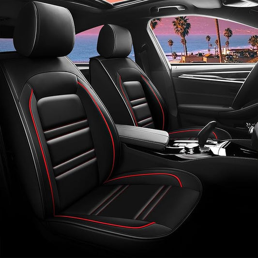Seat Cover for Camaro 2000-2023 | Car Seat Covers Front Seats, Waterproof Seat Protectors, Automotive Front Seat Covers (Front Seat, Black&Red Line)