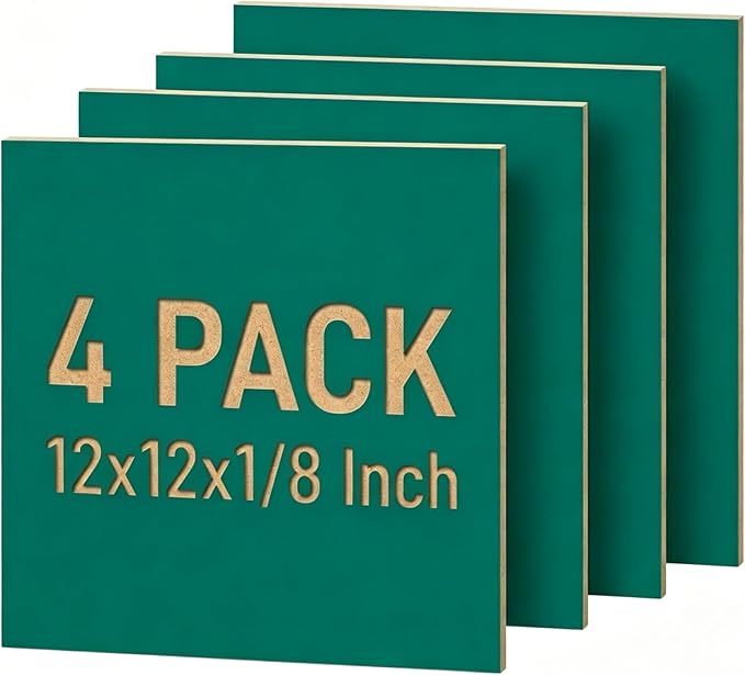 4 Pack Green Basswood Sheets for Crafts, DIY Ornaments & Architectural Models by Creatorally