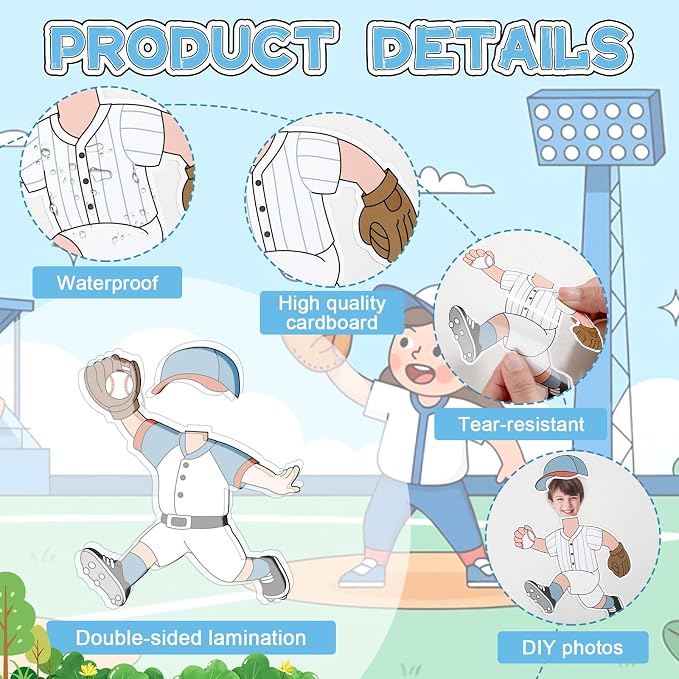 OBUSATT 60 Pcs Baseball Player Theme Cutouts Baseball Bulletin Board Decoration - Image 3