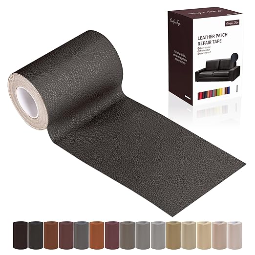 Leather Repair Patch Tape, Dark Brown 3 x 61 Inches Self Adhesive Leather by Cindy%27s+Tape