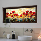 IVN Stained Glass Window Film 39.3x17.7 inch Poppy Flowers Window Privacy Film - Image 7