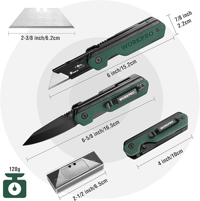 WORKPRO 2-in-1 Folding Knife/Utility Knife, Quick-Change Box Cutter - Image 2