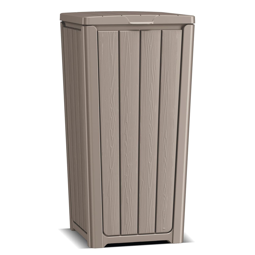 EasyUp Exterior Waste Bin with Cover, Weather-Resistant and UV-Protected Resin Garbage Container, Outdoor Receptacle for Terrace, Kitchen, Porch or Garden