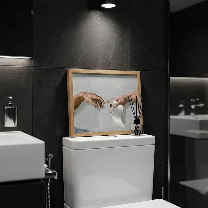 Funny Bathroom Wall Art, The Creation of Adam Toilet Paper Canvas Print - Image 5