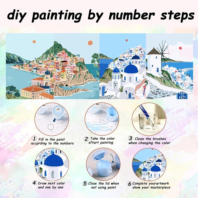 AREOPNMG 4 Pack Cityscape Paint by Numbers Kit - Image 7