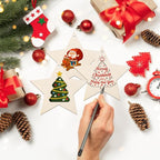 50Pcs Unfinished Wooden Stars Ornanents Independent Christmas Decoration - Image 3