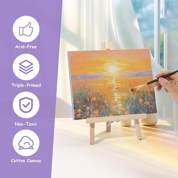 ESRICH Stretched Canvas for Painting, 24 Multi Pack 11x14, 5x7 Blank Canvases - Image 4