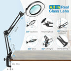 12X Magnifying Glass with Light and Stand, Upgrade Real Glass Magnifying lamp - Image 3