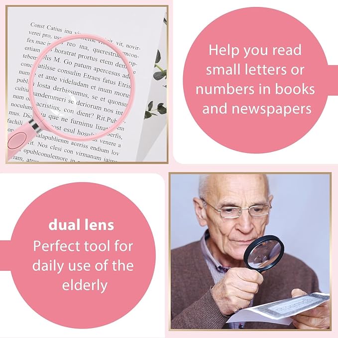 Feosky Handheld Reading Magnifier, 10X Magnifier, 90mm Shatterproof Lens - Image 3