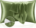BEDELITE Satin Pillowcase with Zipper, Cedar Green Pillow Cases Queen Size Set by BEDELITE