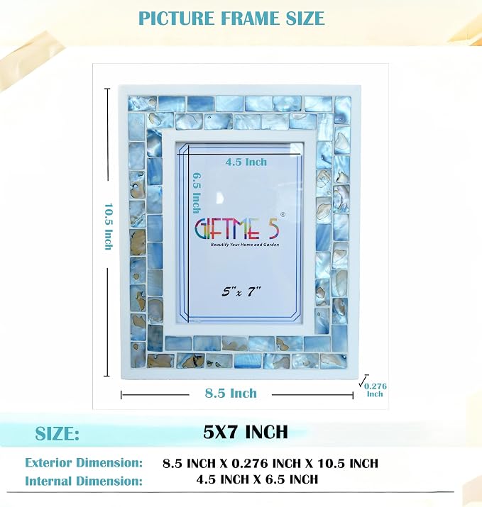5x7 Mother of Pearl Picture Frame Beach, Tabletop or Wall Photo Frame - Image 6
