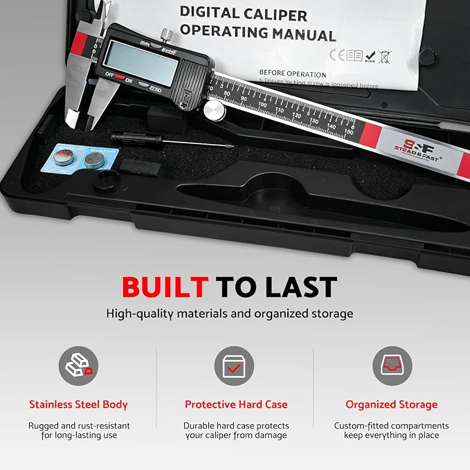 S&F STEAD & FAST Digital Calipers 6 inch, Caliper Measuring Tool, Stainless - Image 4