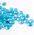 50PCS Mini Glass Gems, Sea Blue Mancala Stones Flat Bottom Marble Beads by MESCHETT