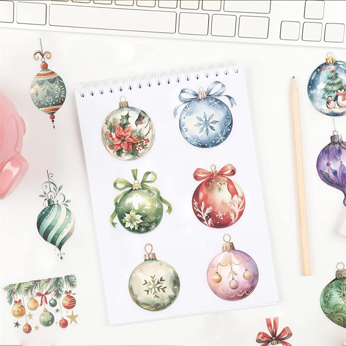 50 Pieces Christmas Themed Transparent Stickers - Image 4