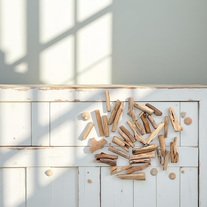 20 Pcs Natural Driftwood Pieces Branch Slices Craft Sticks Beach Decor - Image 2