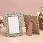 AceOrbit 4x6 Inches Sage Green Flower Wavy Scalloped Picture Frame Cute Wavy - Image 4