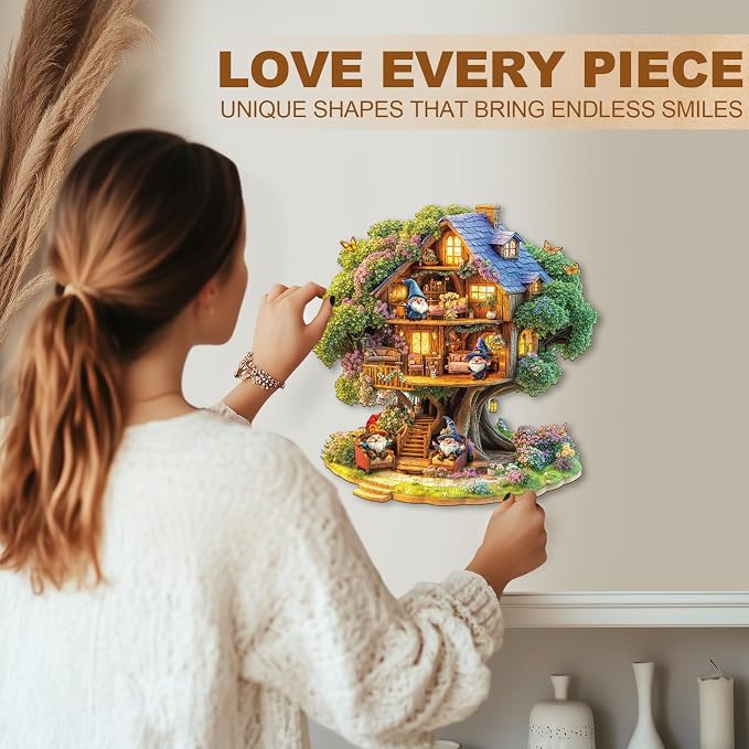 Elf Tree House Puzzles Adults Gifts Wooden 240 Pieces 13.4 * 12.9in - Image 6