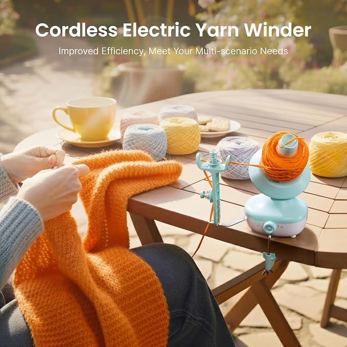 Cordless Yarn Winder, 2H Running Time Rechargeable Electric Yarn Cake Winder - Image 2