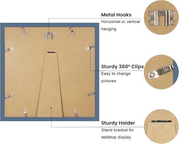 12x12 Picture Frame with Wavy Mat, Wooden Real Glass 12 x 12 Photo Frame - Image 4