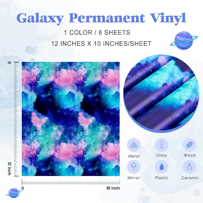 Tintnut Galaxy Permanent Vinyl 8 Sheets 12x10in Pink Blue Adhesive Vinyl | - Image 2