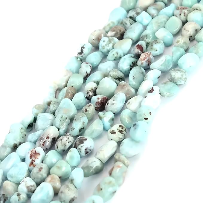 HAAMIIQII Natural Larimar Pebble Stone 5-8mm Small Irregular Freeform Tumbled - Image 5