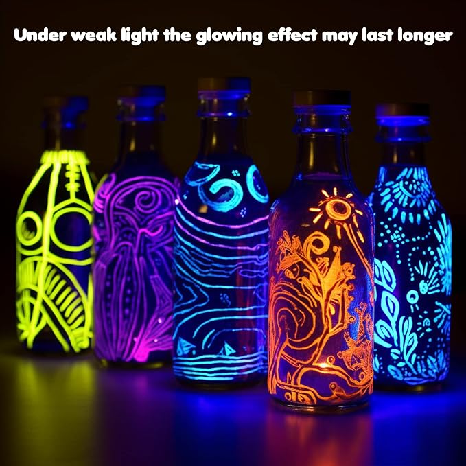 Roizefar Glow in the Dark Paint, 16 Colors 3D Permanent Acrylic Fabric Paints - Image 6