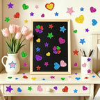 1000PCS Glitter Foam Stickers, Colorful Heart & Star Stickers, Self-Adhesive - Image 5