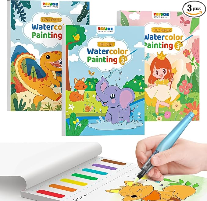 TECJOE 3 Pack Paint with Water Coloring Books by TECJOE